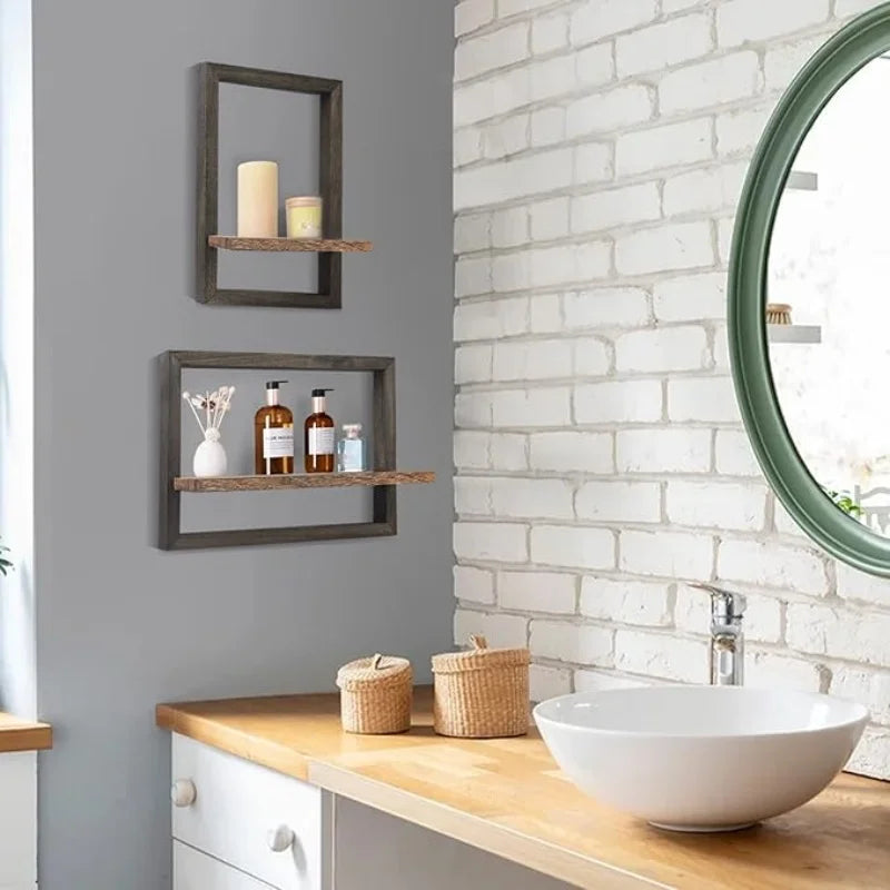 Wood Floating Wall Shelves Hanging Shelf for Wall Storage Rustic Farmhouse Decor for Bedroom Bathroom Living Room Kitchen