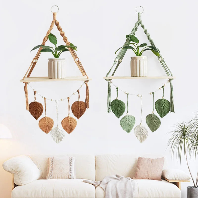 Scandinavian hand-woven tapestry blind box figure storage rack wall decoration flower pot ornaments item storage