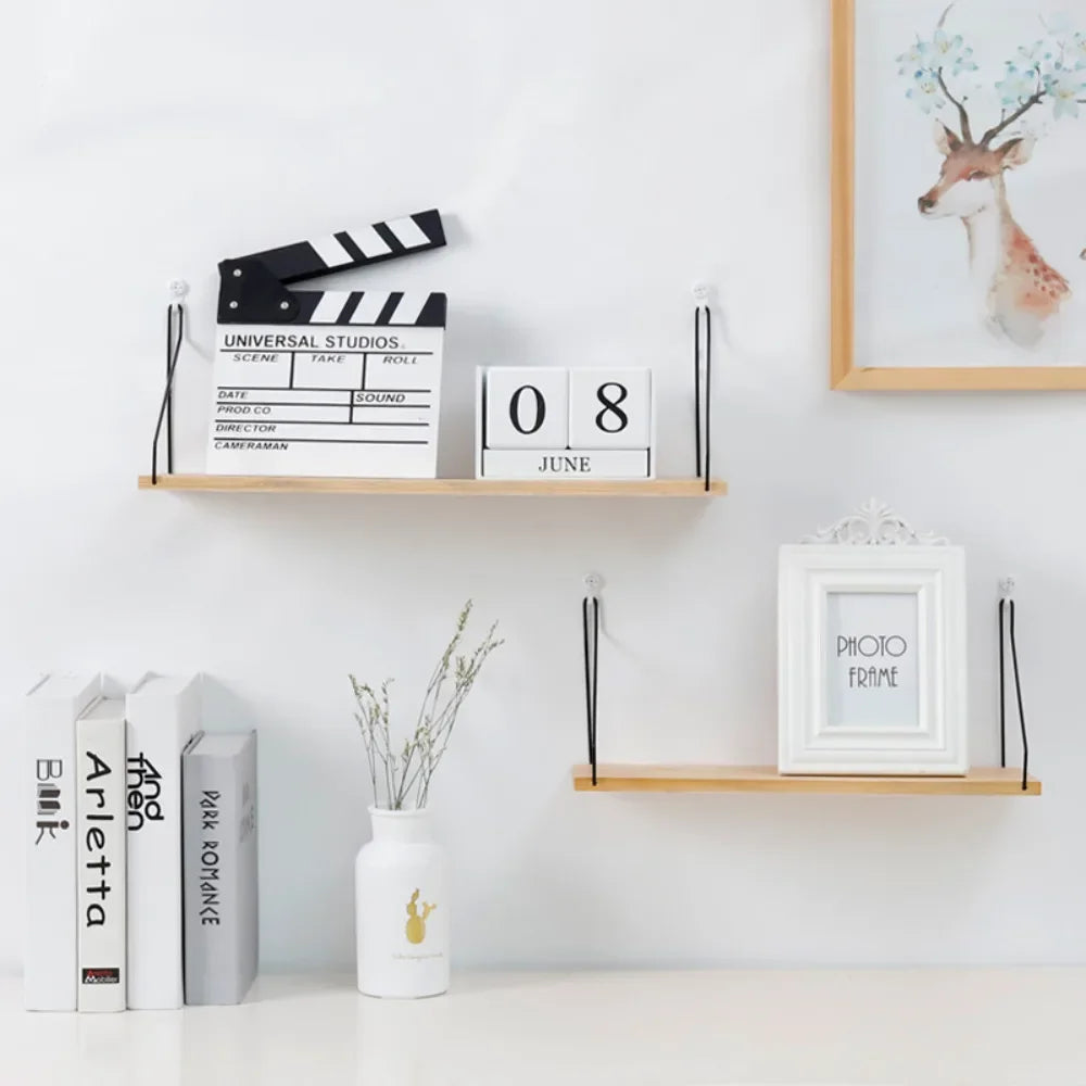 Wooden Iron Wall Shelf Wall Mounted Storage Rack Organization for Bedroom Home Decor Kid Room DIY Wall Decoration Holder