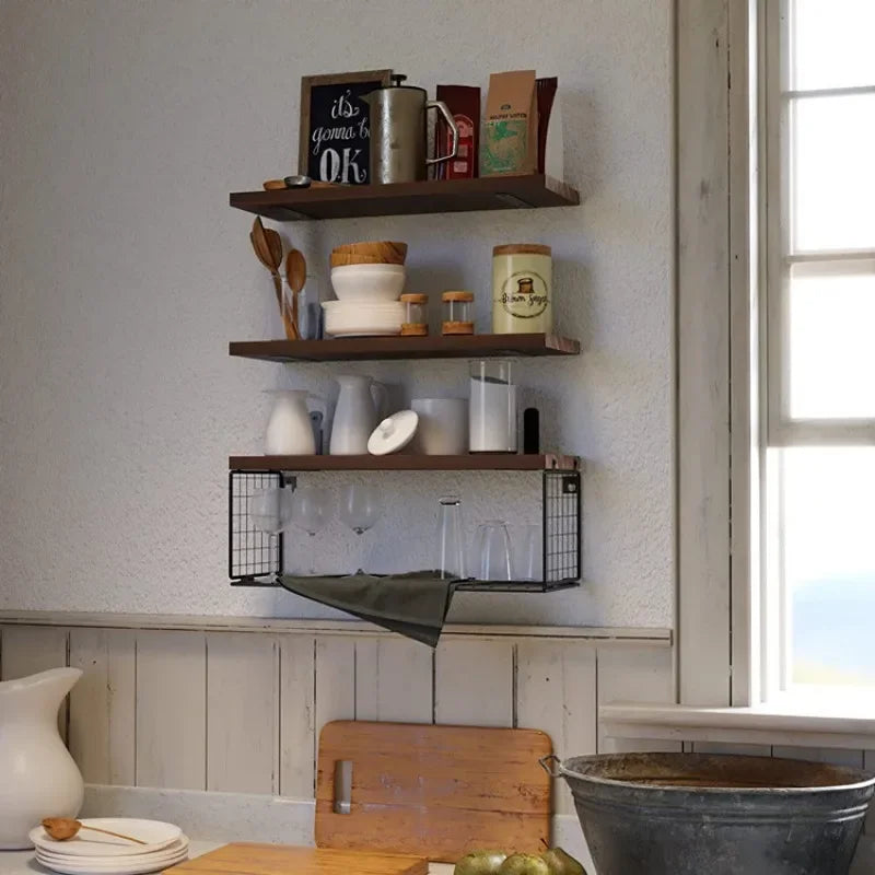 Wall Mounted Shelf with Tissue Holder - Iron Bathroom/Kitchen Organizer, Multi-Layer Storage Rack for Toiletries & Spices