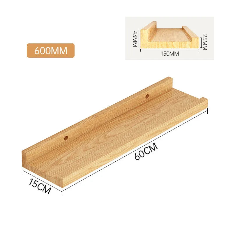 Solid Wood Wall Mounted Storage Rack Bookshelf Display Stand Living Room Bathroom Kitchen Storage Holders Wall Decoration Shelf