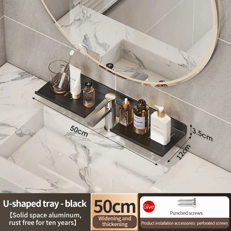 bathroom shelf aluminum bathroom rack toilet storage rack toilet kitchen shelf hang on the wall punch-free rack