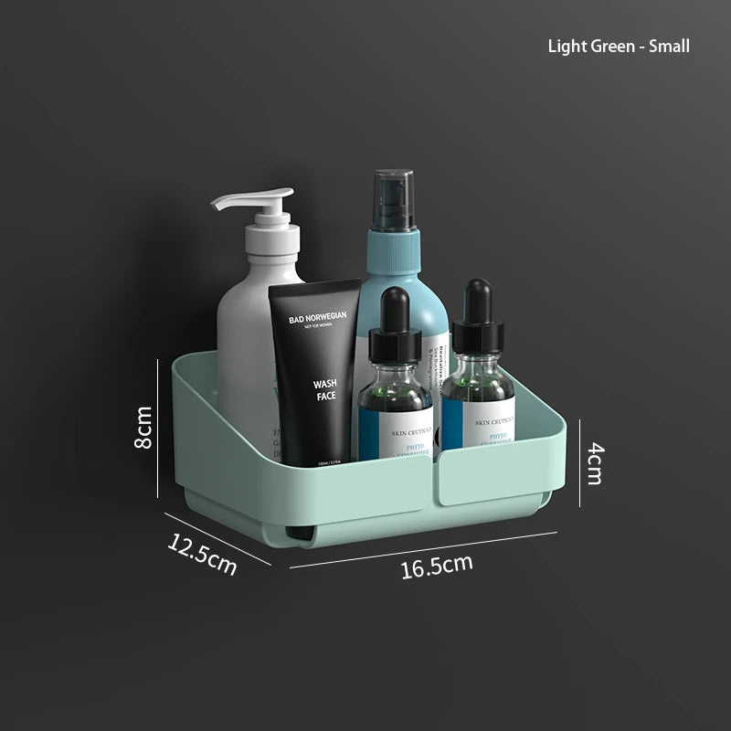 Self Adhesive Bathroom Shelves Wall Mounted Storage Rack Box Toilet Washstand Punch Free Shampoo Holder Bathroom Accessories