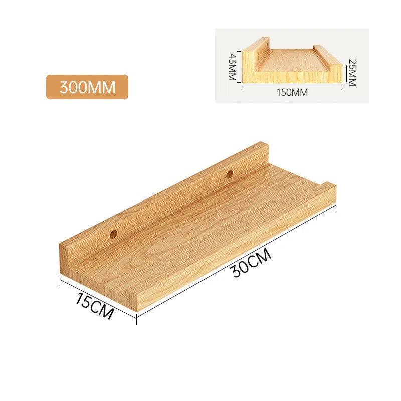Solid Wood Wall Mounted Storage Rack Bookshelf Display Stand Living Room Bathroom Kitchen Storage Holders Wall Decoration Shelf