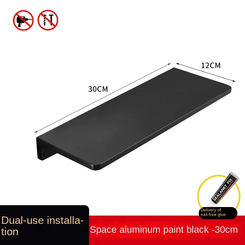 Perforation-free stainless steel wire light luxury bathroom shelf Wall-mounted bathroom toilet cell phone shelf