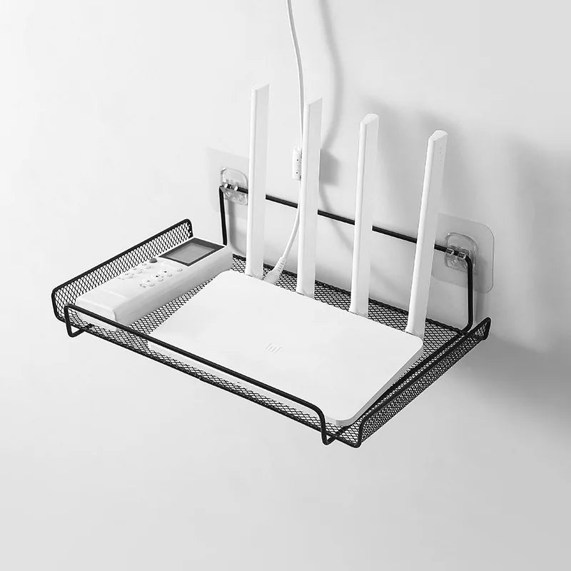 3363 Router Shelf TV Set-Top Box Wall Mounted Hanging Metal Storage Shelf Non-Perforated Wireless Wifi Shelf