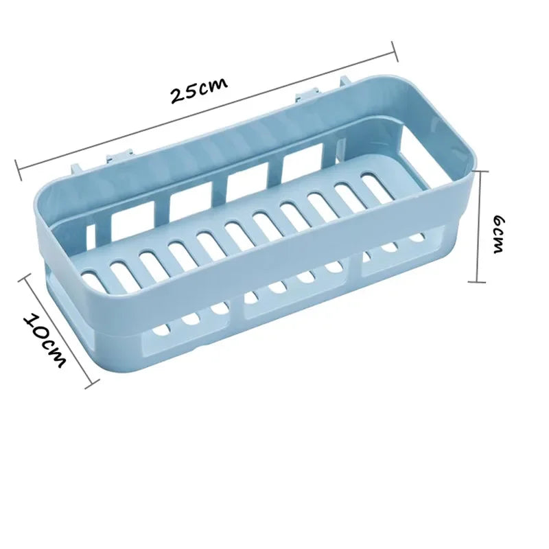 3M Self Adhesive Storage Rack Kitchen Bathroom Wall Storage Shelf Hanging Rack Corner Basket Holder Organizer Home Decoration