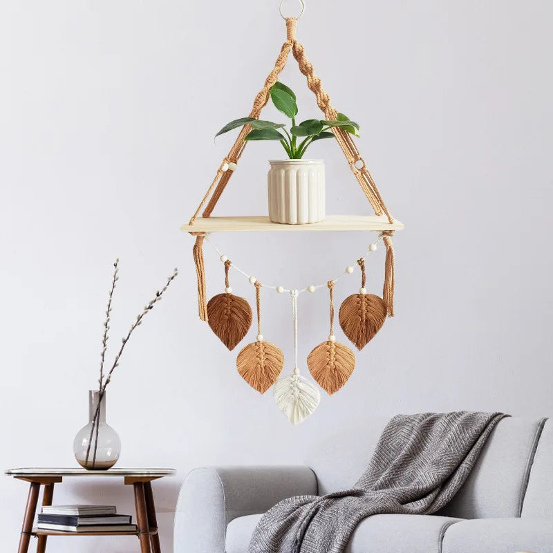 Scandinavian hand-woven tapestry blind box figure storage rack wall decoration flower pot ornaments item storage