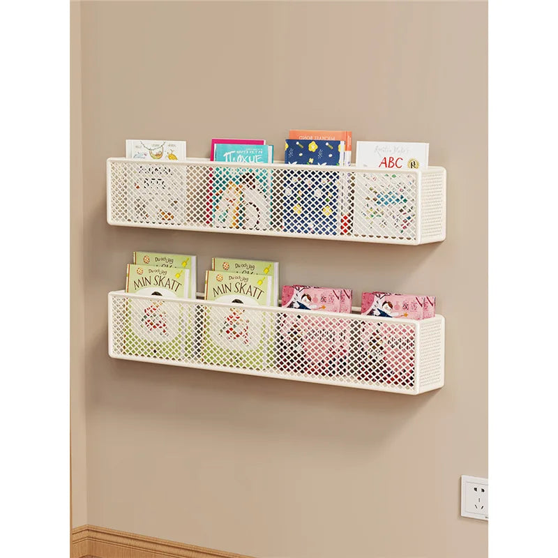 1pc or 2pcs Wall Mounted Storage Rack for Children's Picture Books Behind the Narrow Iron Art Bookcase Door Modern Minimalism