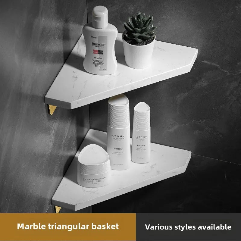 Bathroom marble storage rack wall mounted luxury bathroom corner rack shower room shower triangle basket storage rack