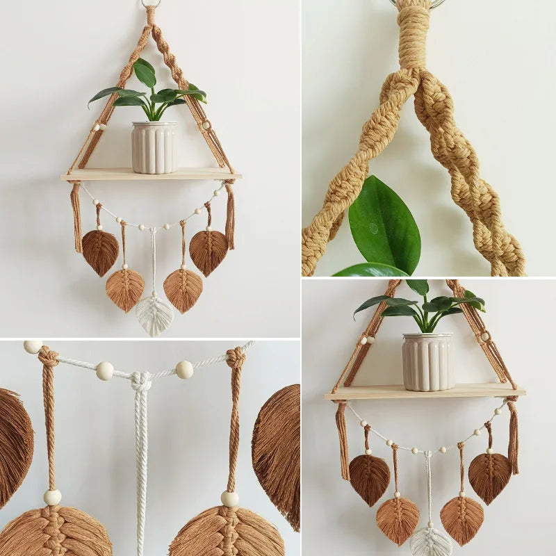 Scandinavian hand-woven tapestry blind box figure storage rack wall decoration flower pot ornaments item storage
