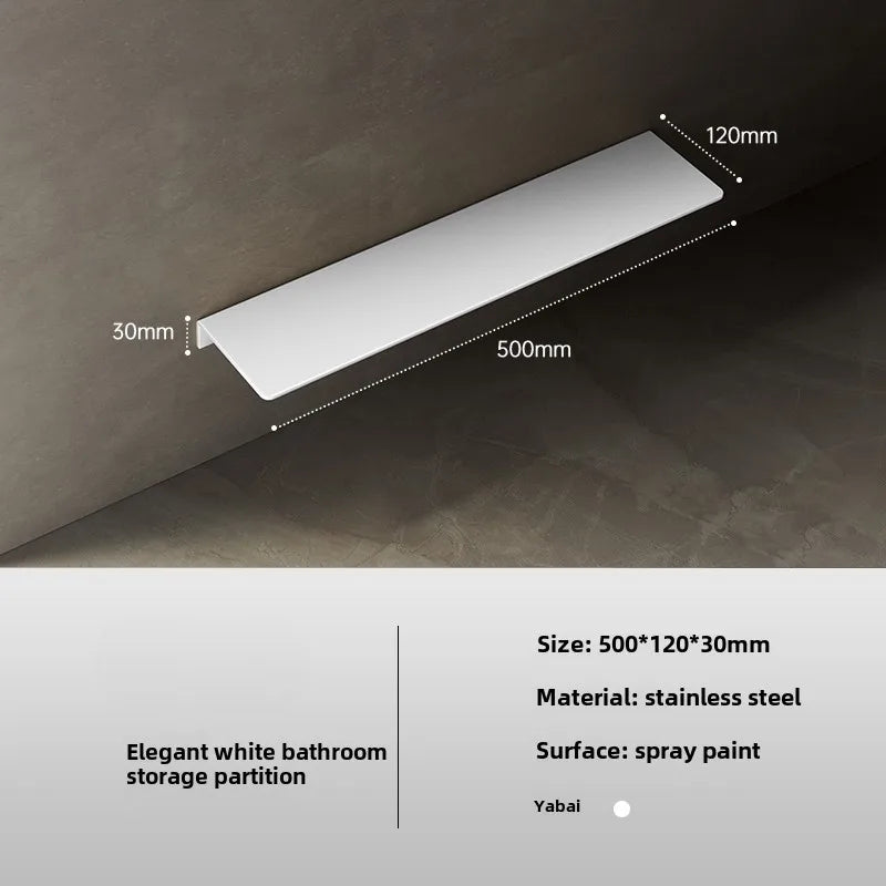Cream white 304 stainless steel bathroom shelf wall storage rack