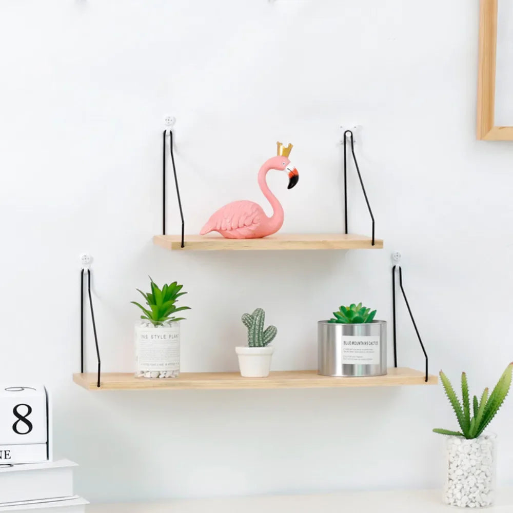 Wooden Iron Wall Shelf Wall Mounted Storage Rack Organization for Bedroom Home Decor Kid Room DIY Wall Decoration Holder