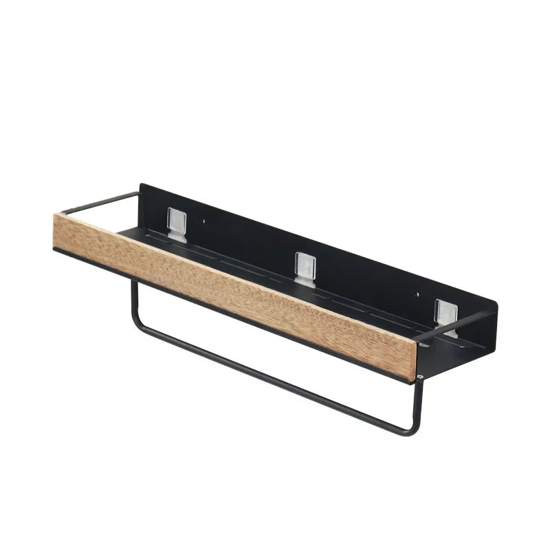 Black Bathroom Corner Shelves Kitchen Wall Shelf Shower Bath Shampoo Storage Rack Bathroom Accessories 40-60cm