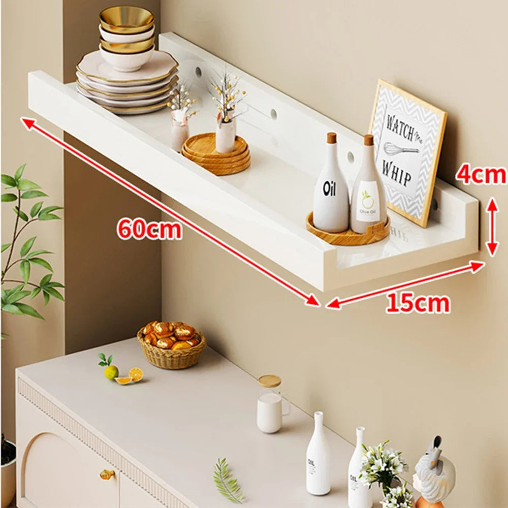 60cm Wooden Storage Rack Wall-Mounted Bookshelves Display Living Room Space Saving Floating Shelf for Modern Home Organizer