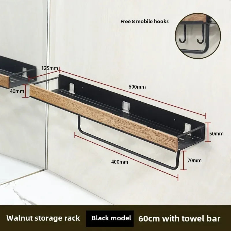 Black Bathroom Corner Shelves Kitchen Wall Shelf Shower Bath Shampoo Storage Rack Bathroom Accessories 40-60cm