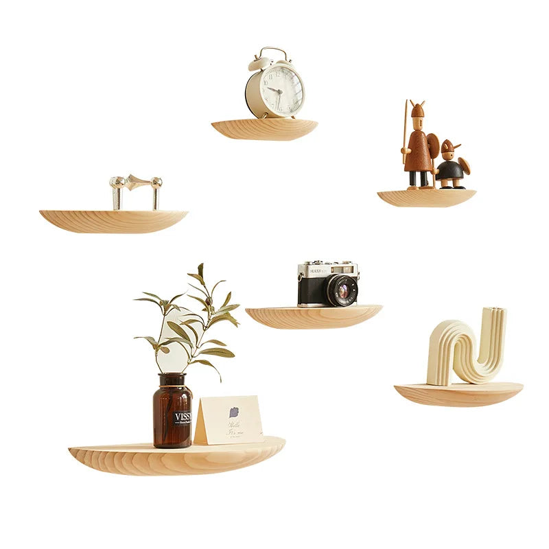 Solid Wood Storage Rack Punch-Free Partition Wall-Mounted Bedroom Living Room Background Wall Projector Rack