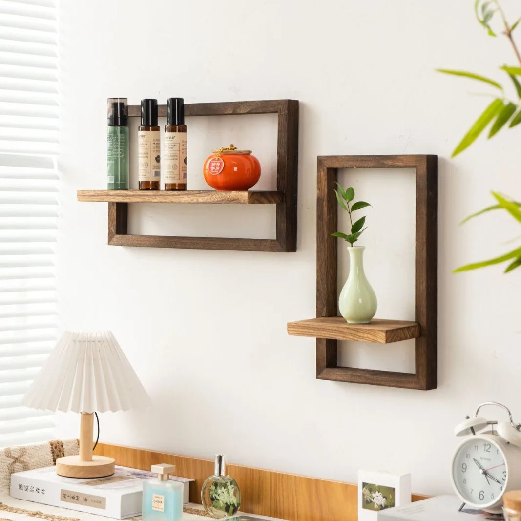 Wood Floating Wall Shelves Hanging Shelf for Wall Storage Rustic Farmhouse Decor for Bedroom Bathroom Living Room Kitchen