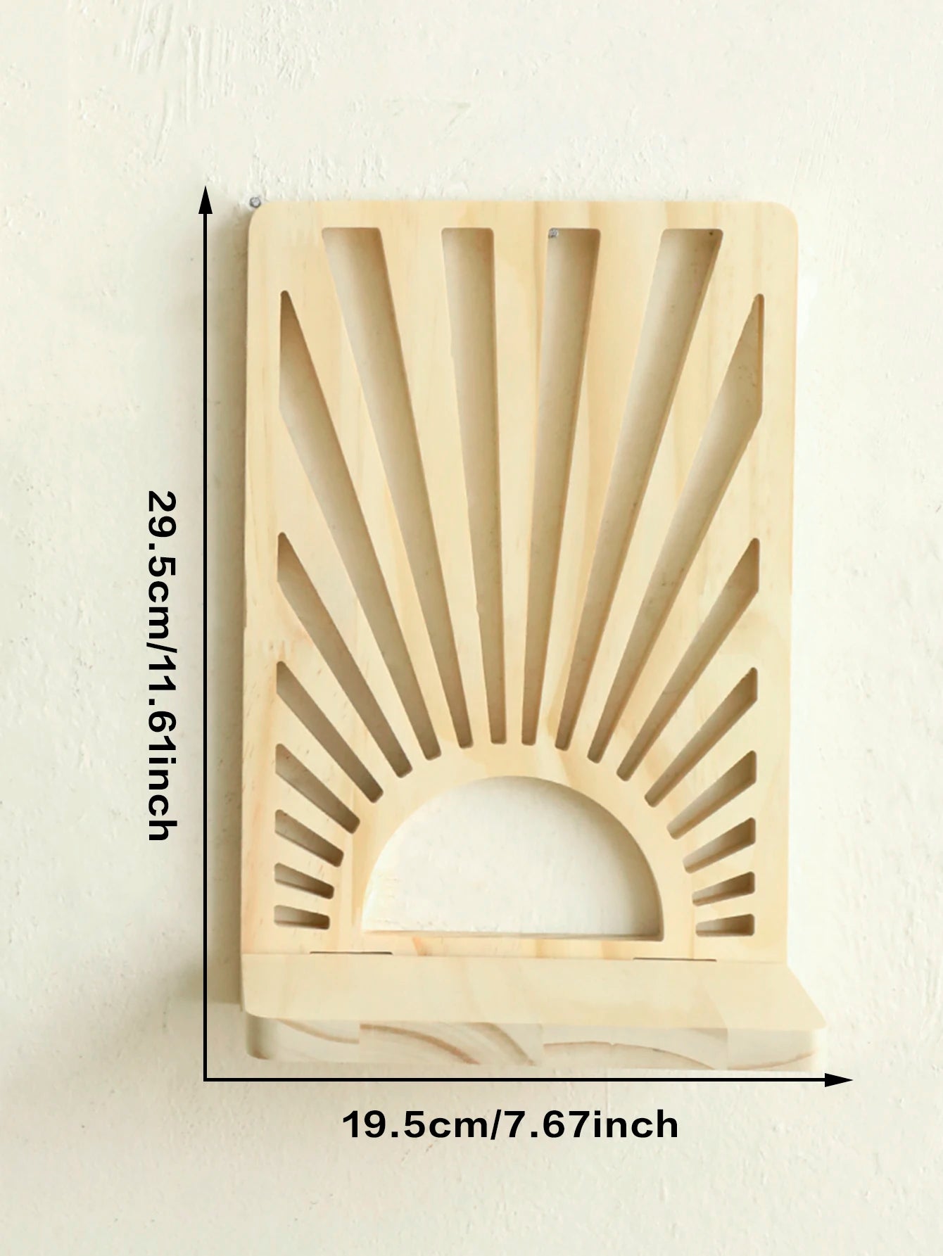 1pc Wooden Sunburst Wall Shelves, Boho Natural Style Display Rack for Plant, Ornaments, Entryway, Living Room Bedroom Home Decor