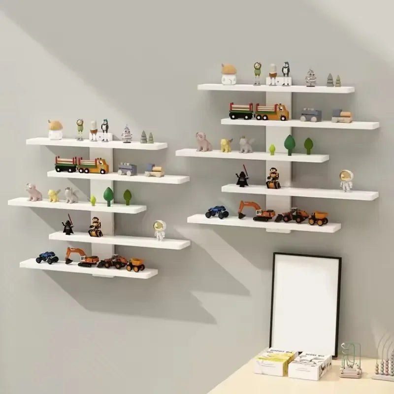 5-Tier Adjustable Wall-Mounted Display Shelf for Action Figures, Small Building Blocks & Collectibles - Modern Home Decor Storag