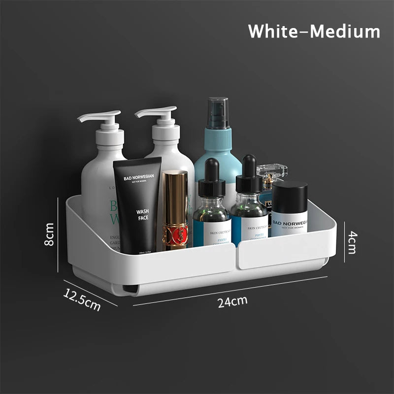 Self Adhesive Bathroom Shelves Wall Mounted Storage Rack Box Toilet Washstand Punch Free Shampoo Holder Bathroom Accessories