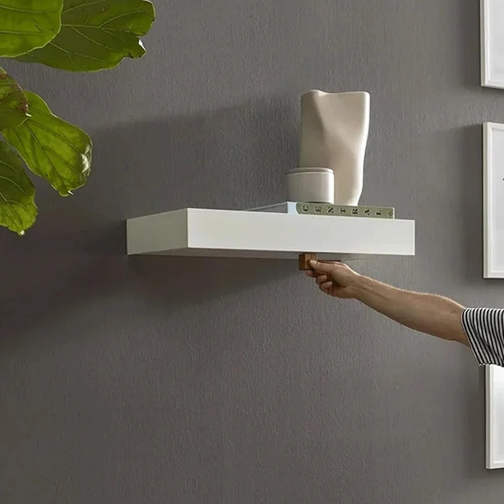 Wall-Mounted Storage Rack Wooden Concealed Floating Shelf Hidden Magic Flap Display Stands with Secret Compartment Home Decor