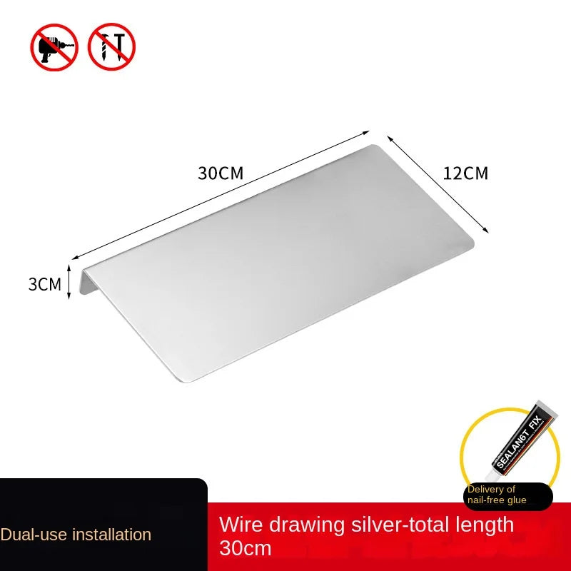 Perforation-free stainless steel wire light luxury bathroom shelf Wall-mounted bathroom toilet cell phone shelf