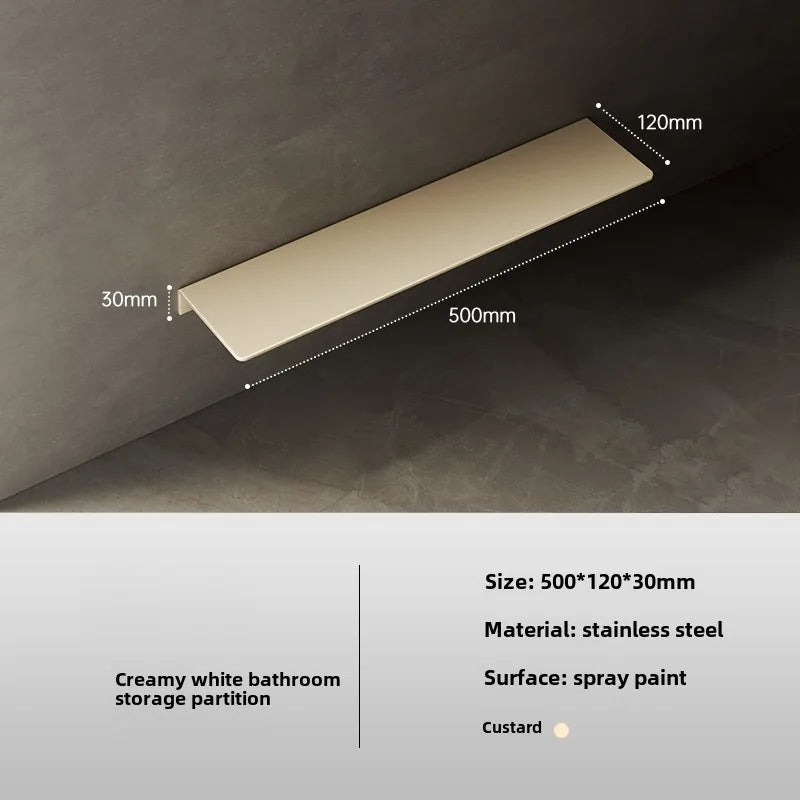 Cream white 304 stainless steel bathroom shelf wall storage rack