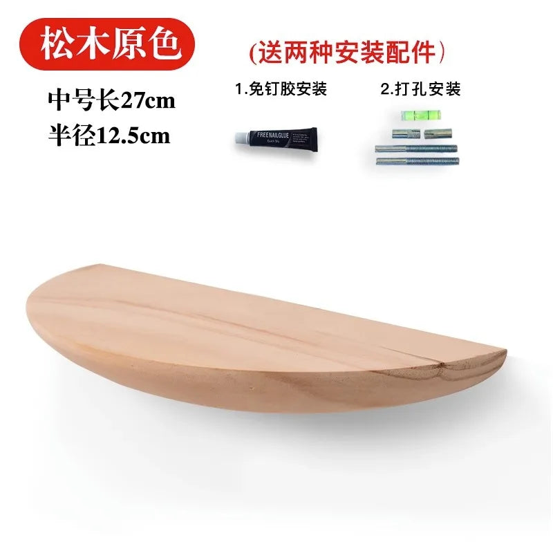Solid Wood Storage Rack Punch-Free Partition Wall-Mounted Bedroom Living Room Background Wall Projector Rack