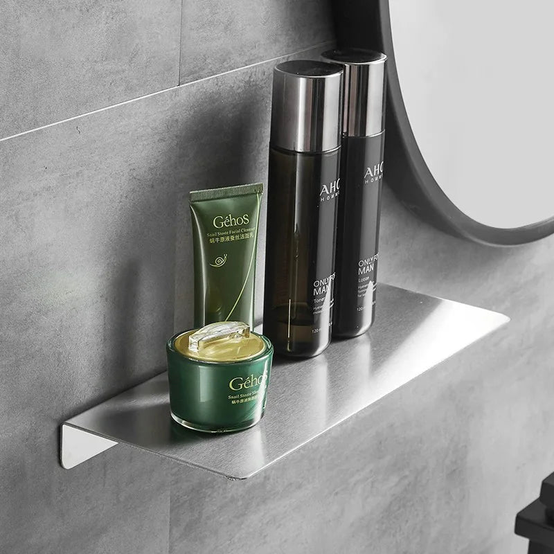 Perforation-free stainless steel wire light luxury bathroom shelf Wall-mounted bathroom toilet cell phone shelf