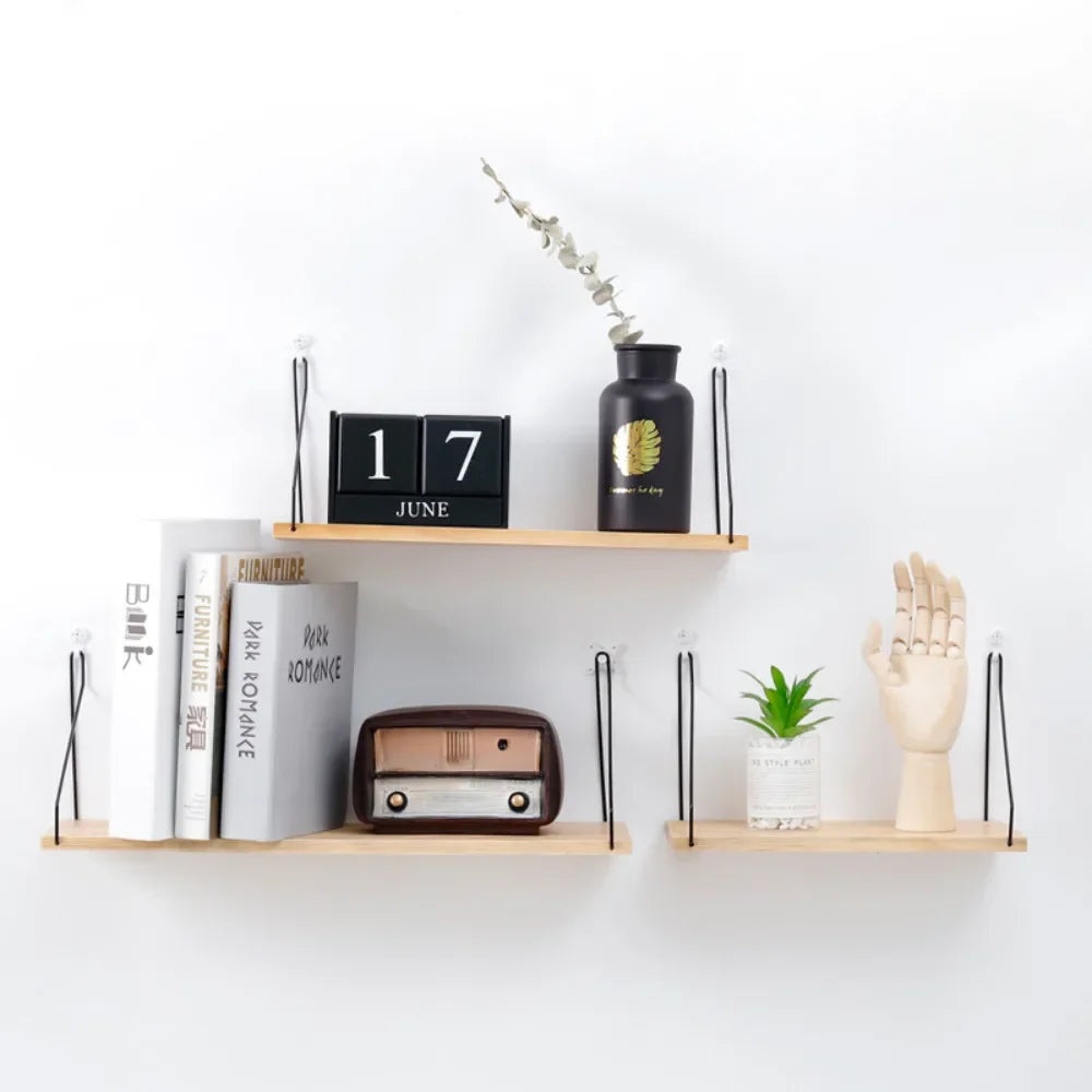 Wooden Iron Wall Shelf Wall Mounted Storage Rack Organization for Bedroom Home Decor Kid Room DIY Wall Decoration Holder