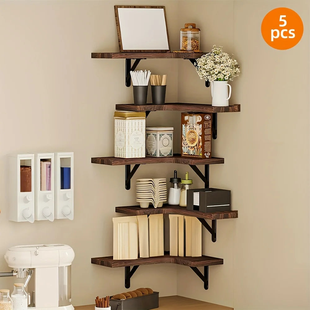 5 corner shelves, corner floating storage shelves, various colors, wall-mounted corner bookshelves