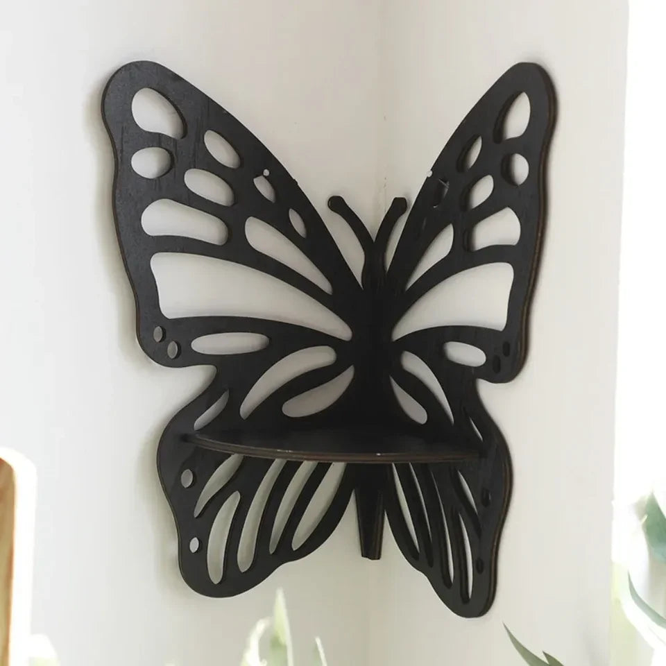 Lotus Floating Wall Shelf Crystal Display Rack Aesthetic Room Decor Modern Wooden Shelf for Candles Ornaments and Home Accents