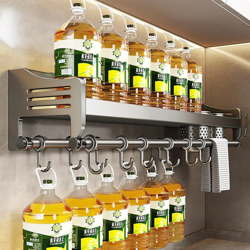 Kitchen Shelf Rack Stainless Steel Household Wall-mounted Seasoning Chopstick Knife Holder Storage Organizer Kitchen Hanger Rack