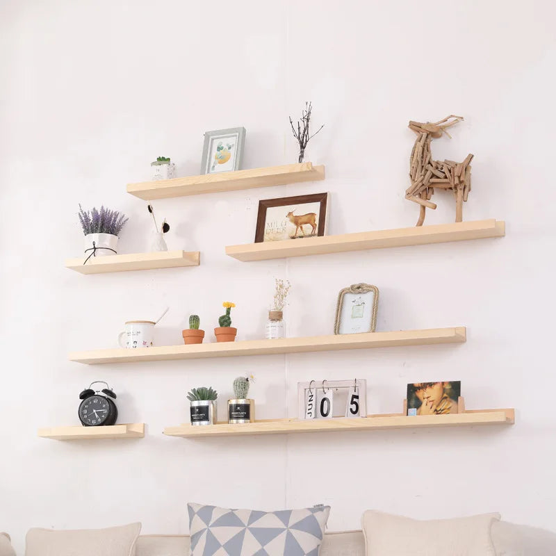 Wooden Shelf Display Stand Bedroom Living Room Decoration Shelf Book Ornament Display Stand Wall Mounted Shelves