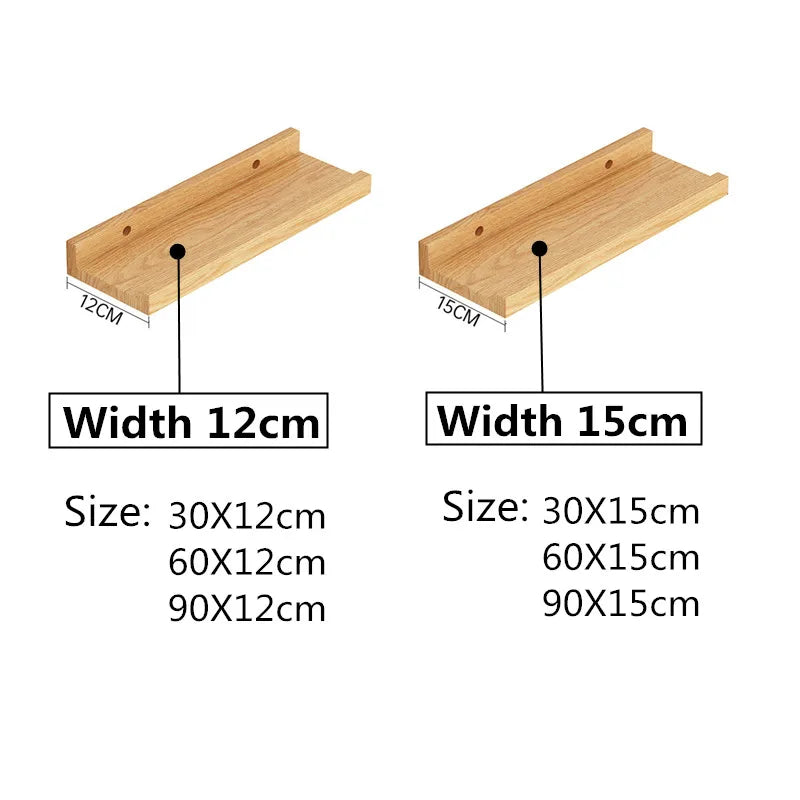 Solid Wood Wall Mounted Storage Rack Bookshelf Display Stand Living Room Bathroom Kitchen Storage Holders Wall Decoration Shelf