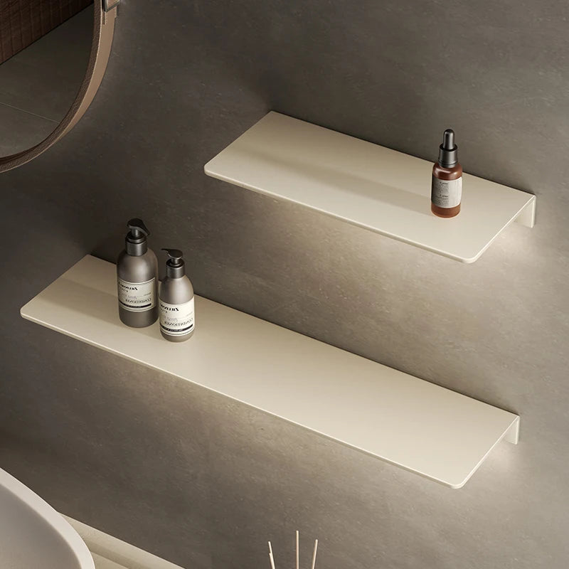 Cream white 304 stainless steel bathroom shelf wall storage rack