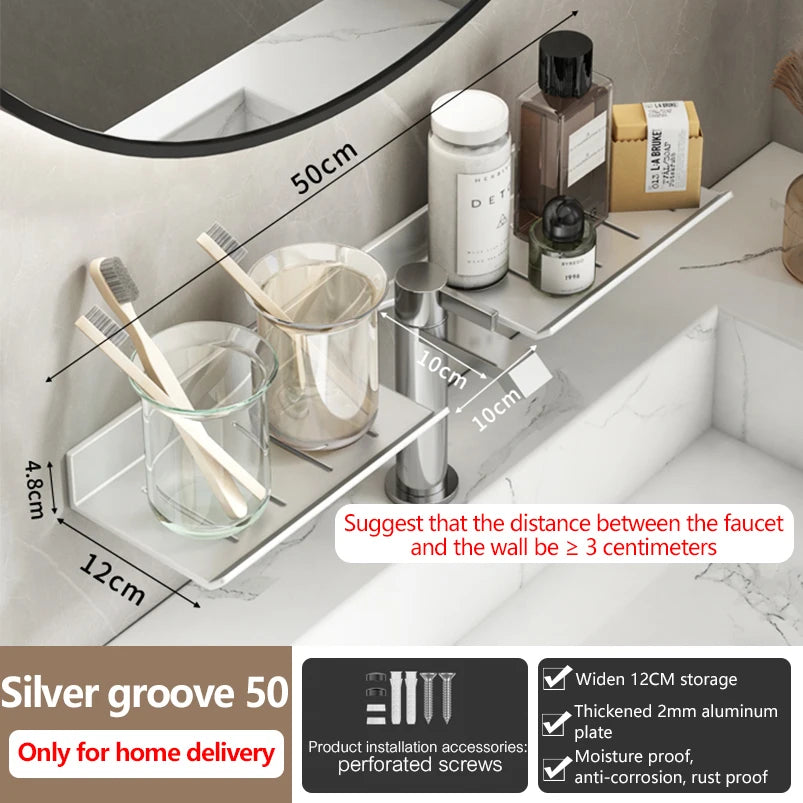 bathroom shelf aluminum bathroom rack toilet storage rack toilet kitchen shelf hang on the wall punch-free rack