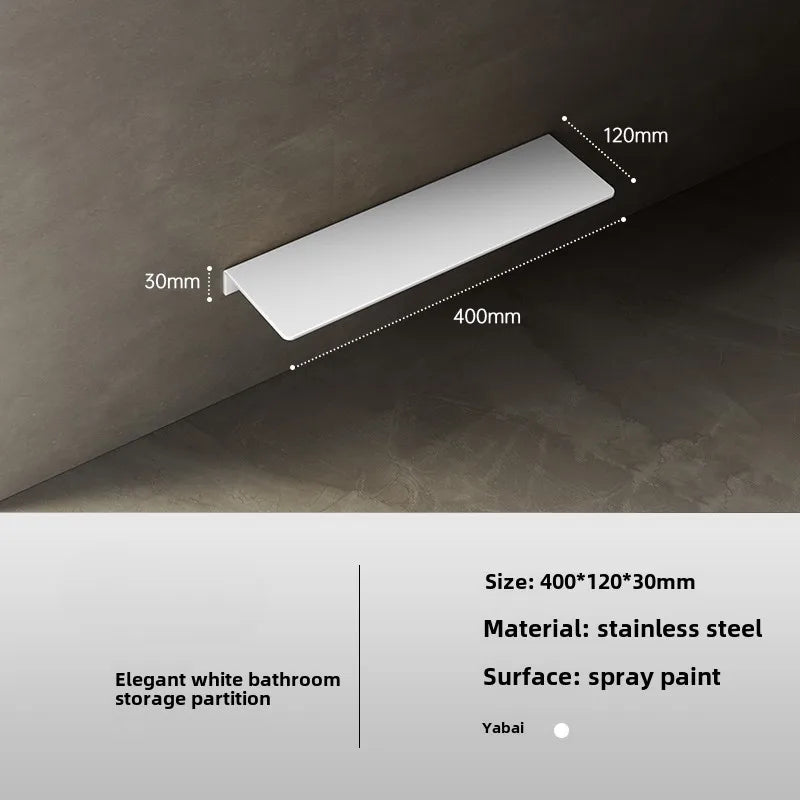 Cream white 304 stainless steel bathroom shelf wall storage rack