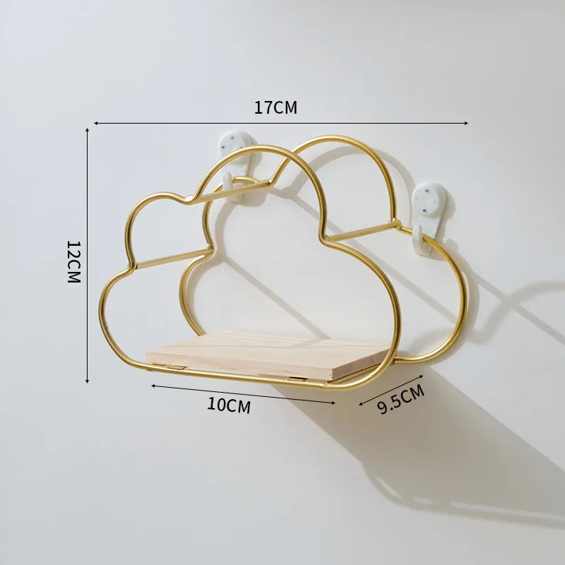 Creative Cloud Iron Shelving Wall Shelf Wooden Clapboard Nordic Style Decoration Children Room Decoration Display Stand
