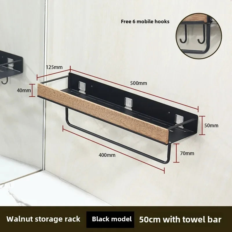 Black Bathroom Corner Shelves Kitchen Wall Shelf Shower Bath Shampoo Storage Rack Bathroom Accessories 40-60cm