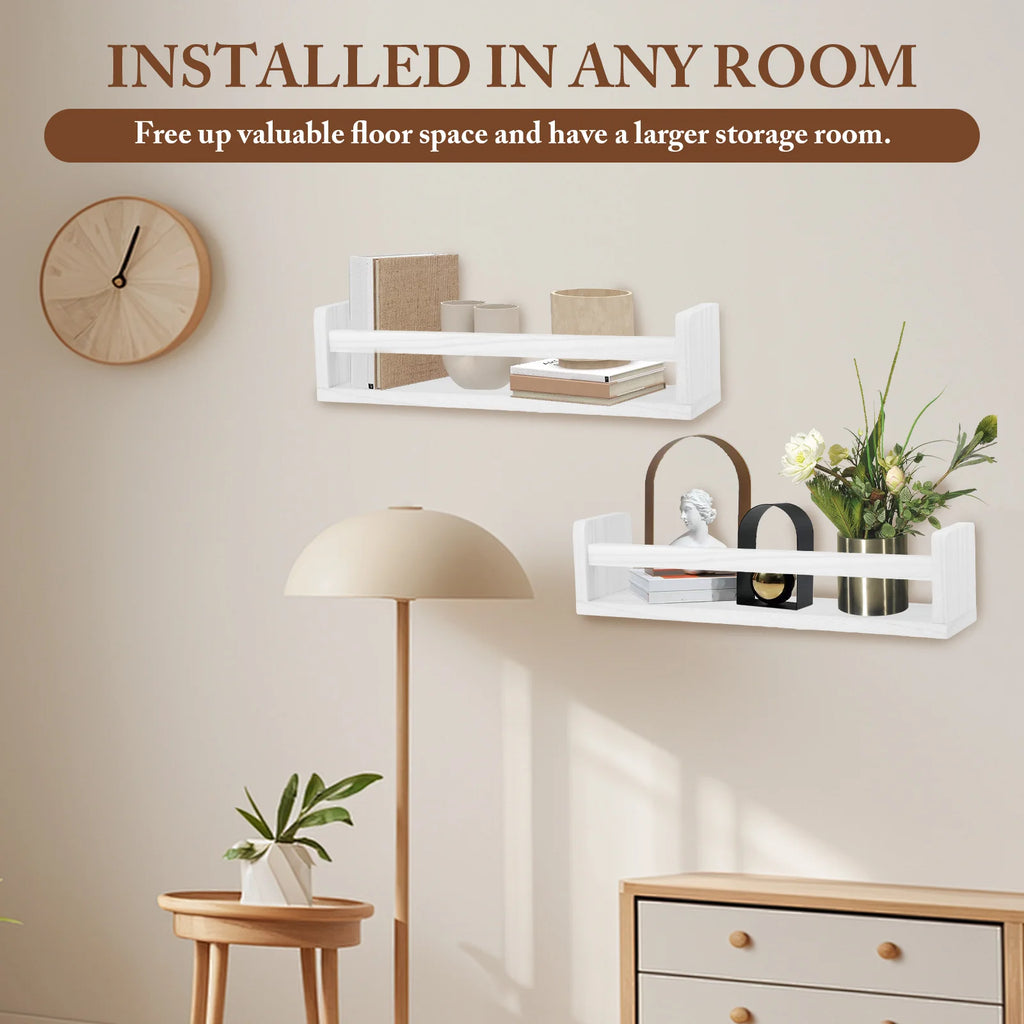 3pcs Floating Shelves for Wall Mounted 16.5in Wood Shelf Wall Decor Storage Display for Bedroom, Living Room, Bathroom, Kitchen