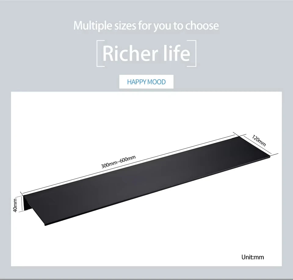 Aluminum Alloy Living Room Floating Shelves Drilling Bedroom Decoration Wall Shelves Bathroom Storage Rack