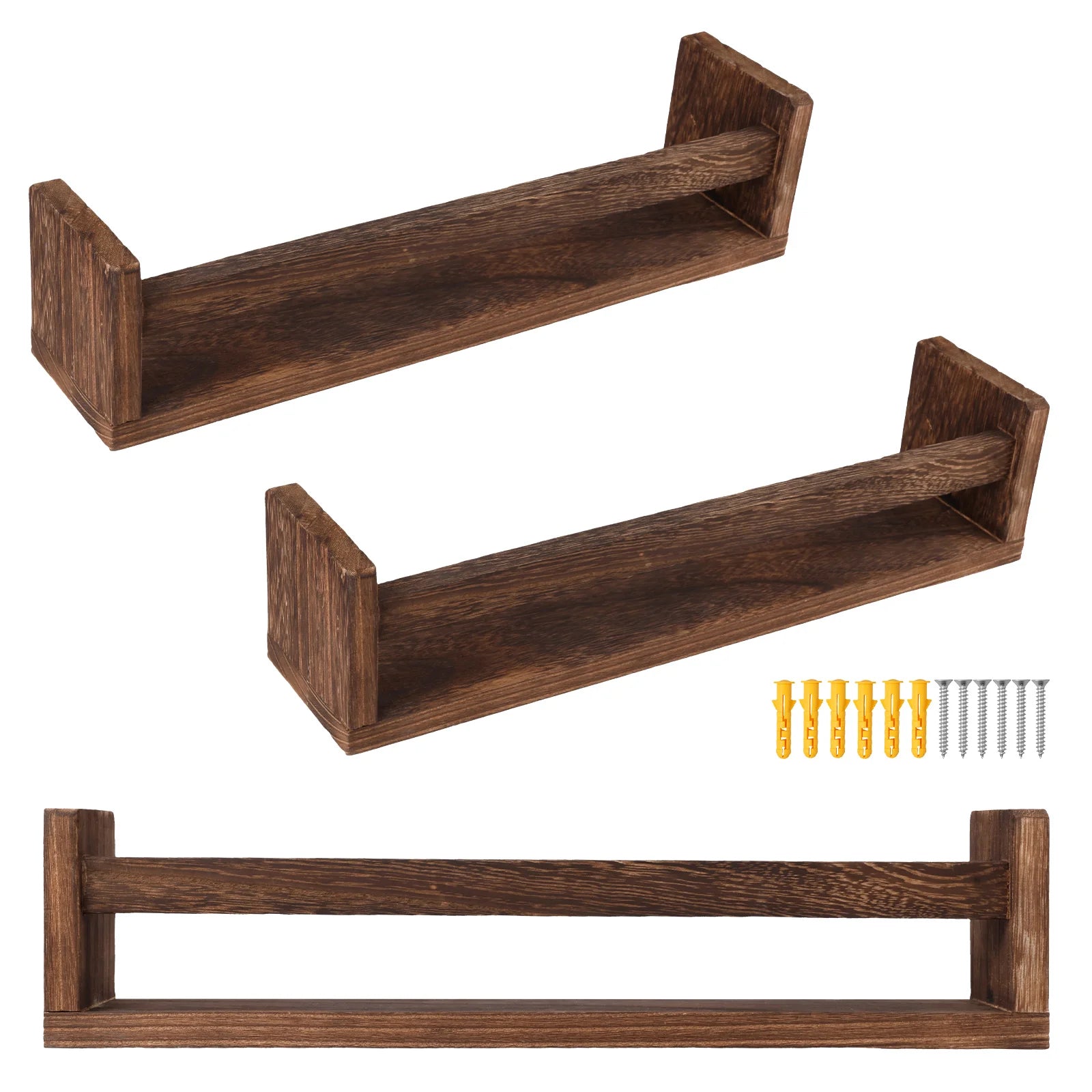 3pcs Floating Shelves for Wall Mounted 16.5in Wood Shelf Wall Decor Storage Display for Bedroom, Living Room, Bathroom, Kitchen