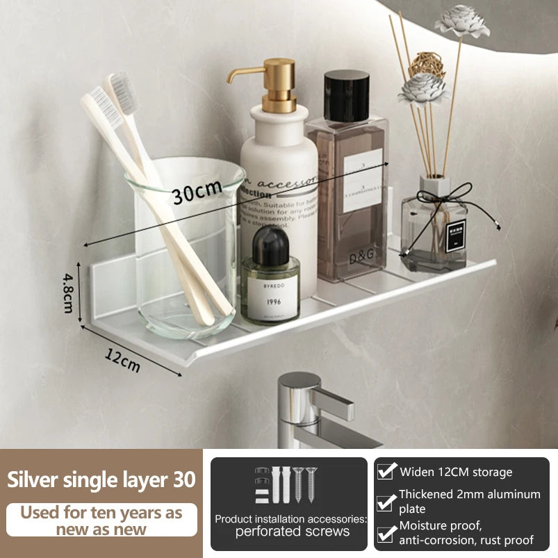 bathroom shelf aluminum bathroom rack toilet storage rack toilet kitchen shelf hang on the wall punch-free rack