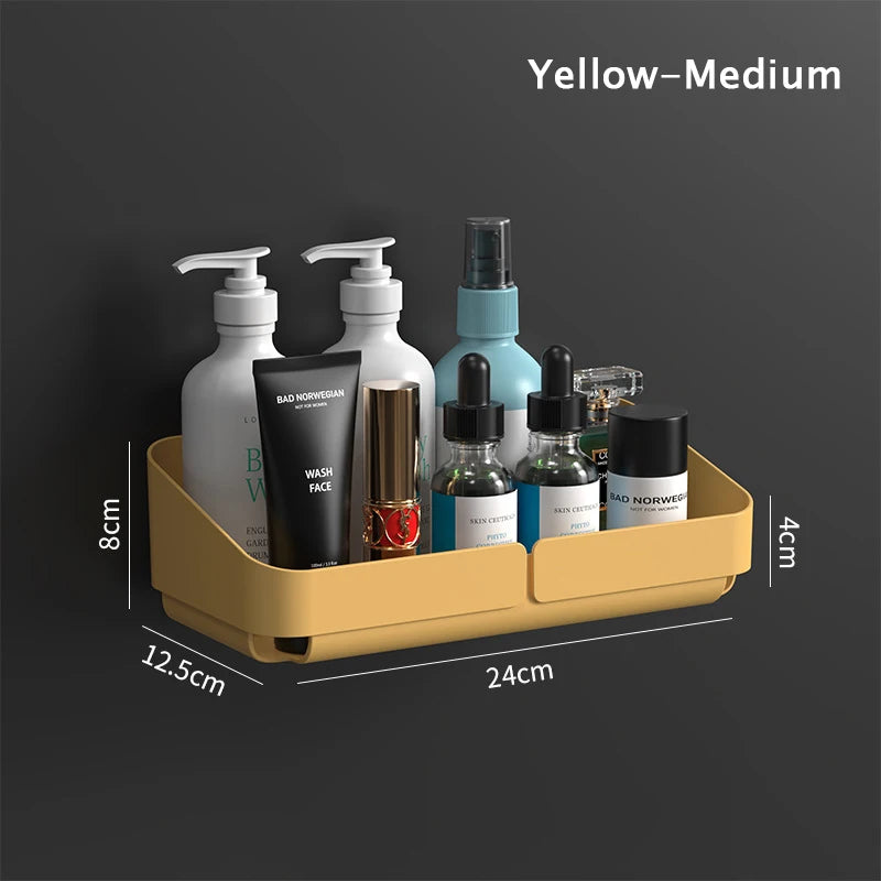 Self Adhesive Bathroom Shelves Wall Mounted Storage Rack Box Toilet Washstand Punch Free Shampoo Holder Bathroom Accessories