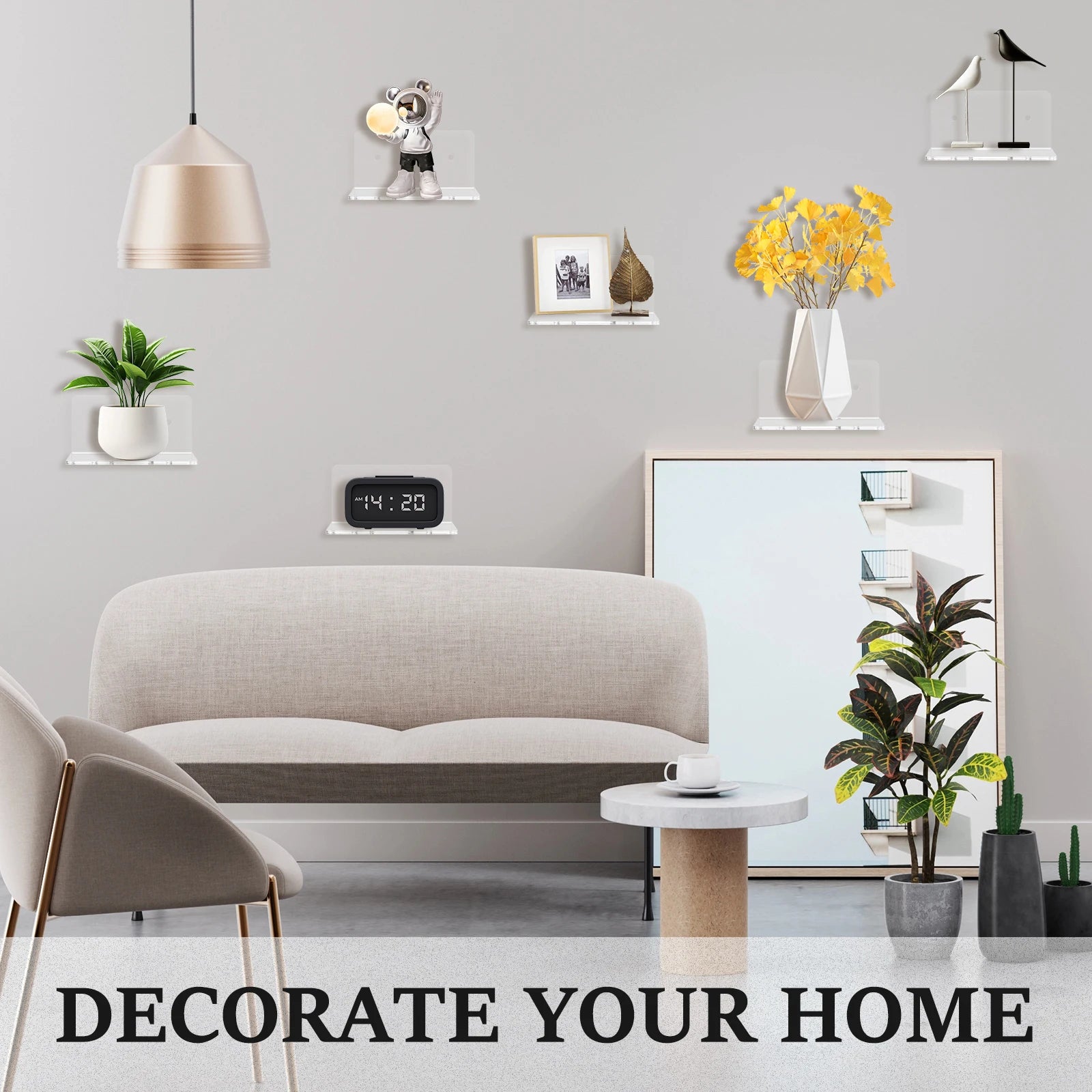 6/12Pcs Acrylic Wall Shelves Floating Shelves Clear Small Shelf Product Display Stand Wall Decoration Storage Rack