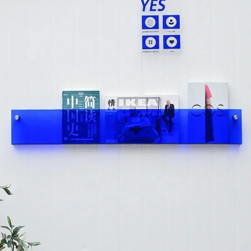 1pcs INS Transparent Acrylic Wall Magazine Storage Rack Bookshelf Children's Picture Book Newspapers Records Wall Storage Holder