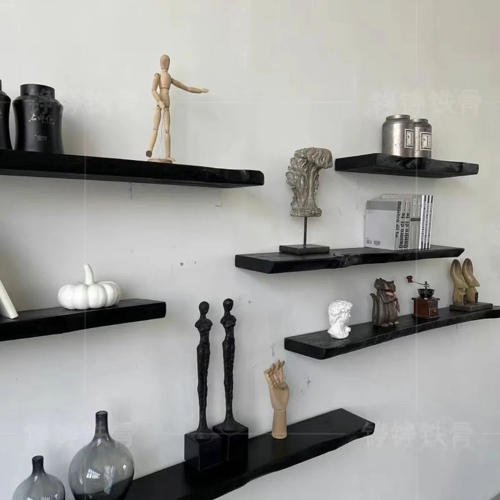 Wood Floating Shelf Display Shelves Kitchen Home Decor Stand Retro Bathroom Organizer Wall Art Design Holder Home Organizers