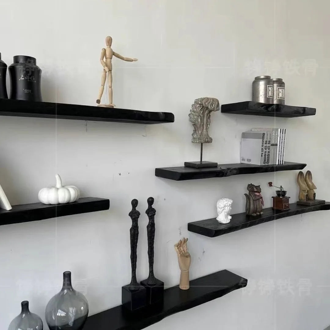 Wood Floating Shelf Display Shelves Kitchen Home Decor Stand Retro Bathroom Organizer Wall Art Design Holder Home Organizers